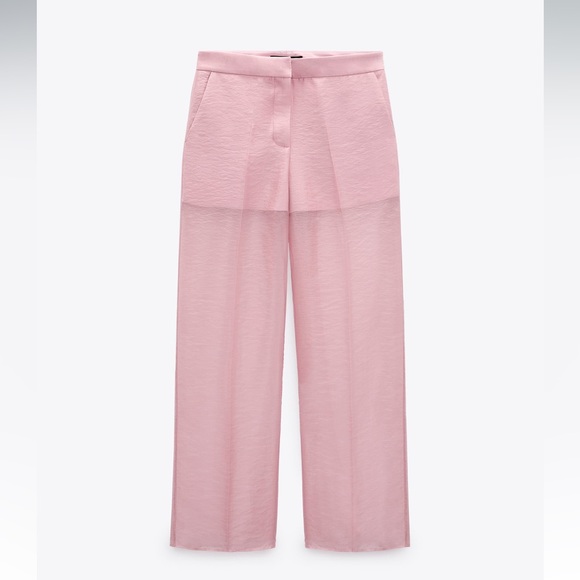 ZARA 2 PIECES SET MIXED ORGANZA BLAZER AND MIXED ORGANZA STRAIGHT LEG PANTS - Picture 14 of 16